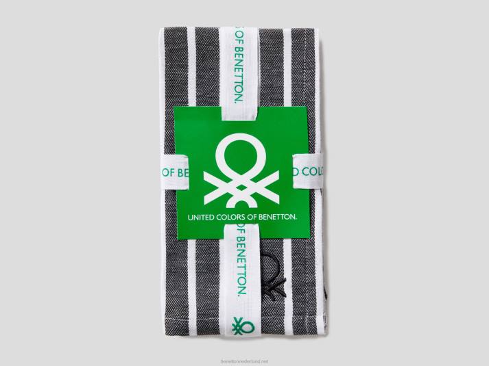 Benetton vier gestreepte servetten grijs 4R625998