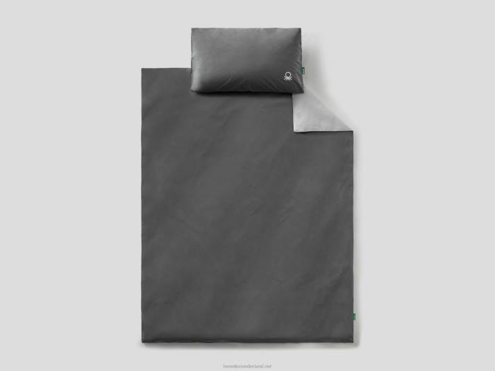 Benetton omkeerbaar dekbedovertrek 155x200 cm en een kussensloop grijs 4R625996