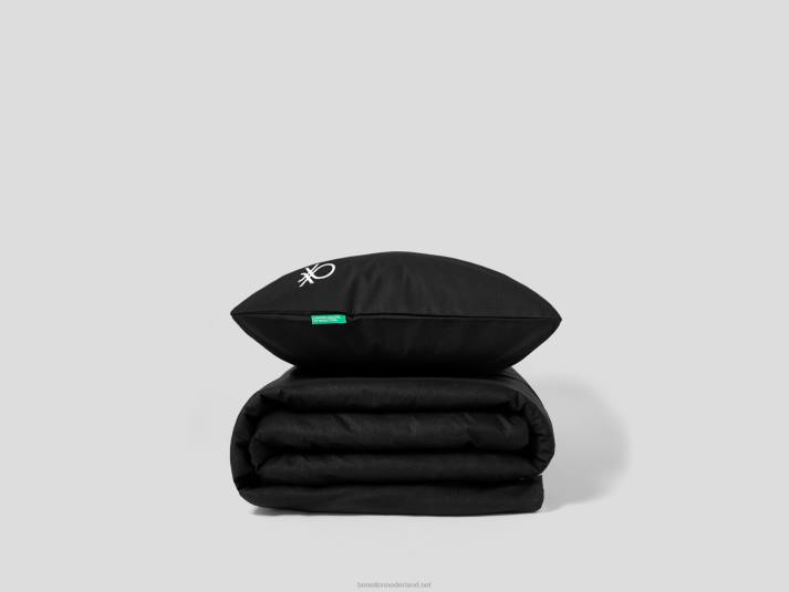 Benetton omkeerbaar dekbedovertrek 155x210 cm en een kussensloop zwart 4R623338