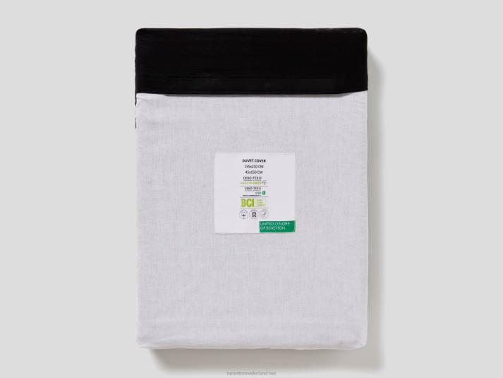 Benetton omkeerbaar dekbedovertrek 155x210 cm en een kussensloop zwart 4R623338
