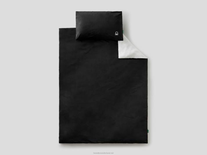 Benetton omkeerbaar dekbedovertrek 155x210 cm en een kussensloop zwart 4R625981