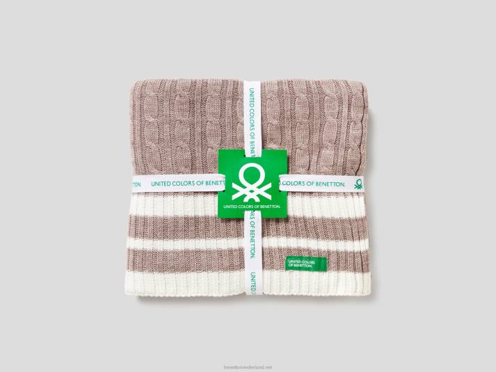 Benetton kabel gebreide hoes beige 4R626020