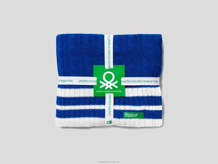 Benetton kabel gebreide hoes helderblauw 4R626019