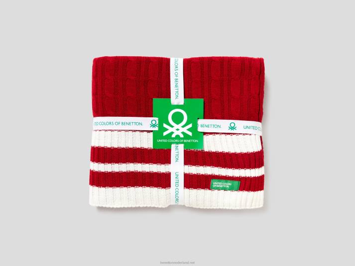 Benetton kabel gebreide hoes rood 4R623379
