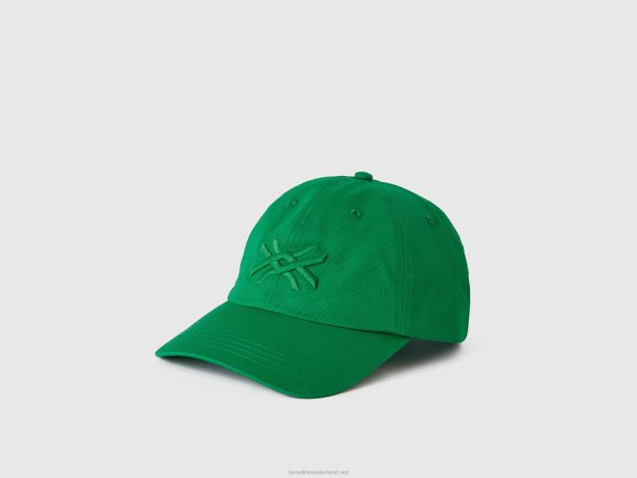 Heren Benetton groene pet met geborduurd logo groente 4R621540