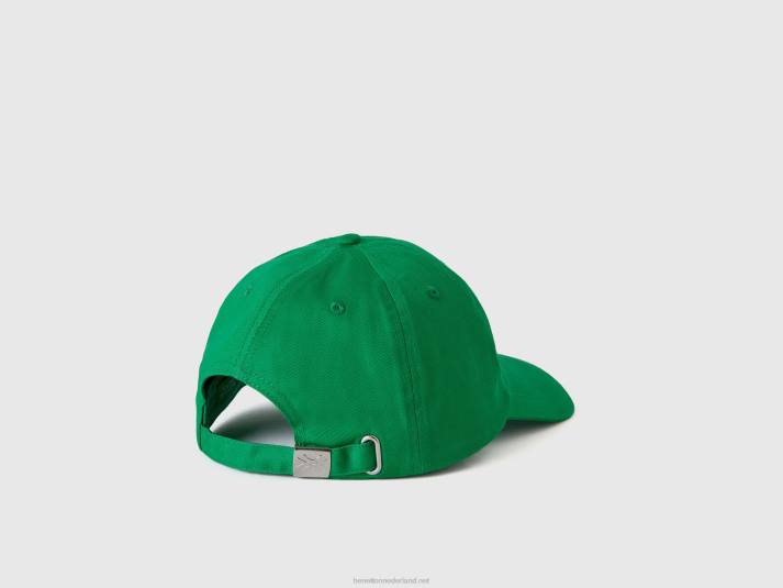 Heren Benetton groene pet met geborduurd logo groente 4R621540