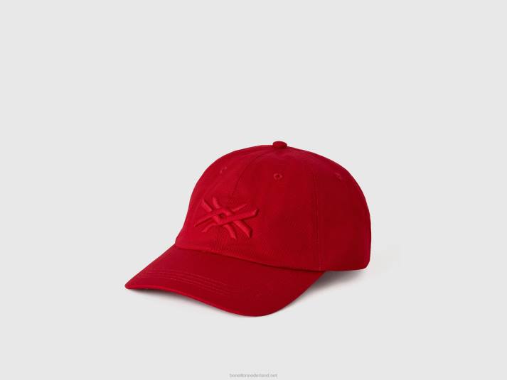 Heren Benetton rode pet met geborduurd logo rood 4R621541