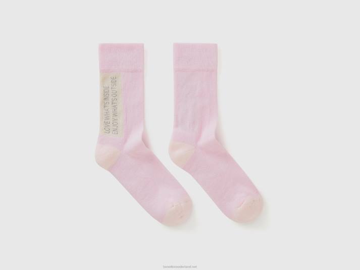 Heren Benetton sokken van biologisch stretchkatoen zacht roze 4R62863