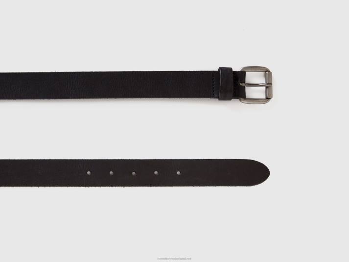 Heren Benetton echt leren riem zwart 4R621509