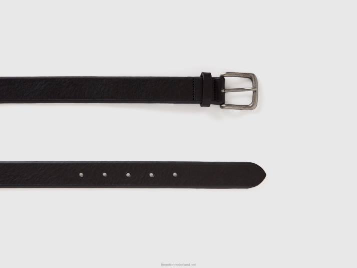 Heren Benetton echt leren riem zwart 4R621539