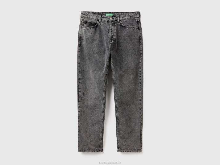 Heren Benetton 5-pocket jeans met versleten look zwart 4R624678