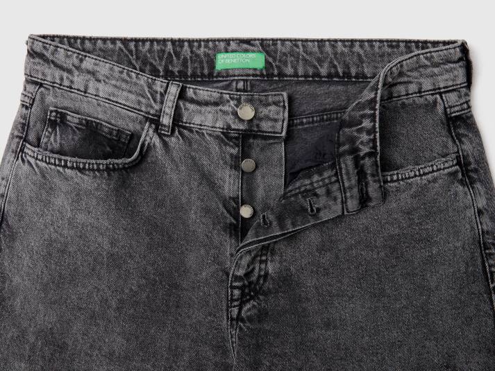 Heren Benetton 5-pocket jeans met versleten look zwart 4R624678