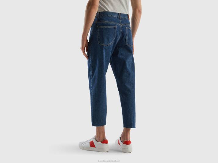 Heren Benetton cropped losvallende jeans blauw 4R624669