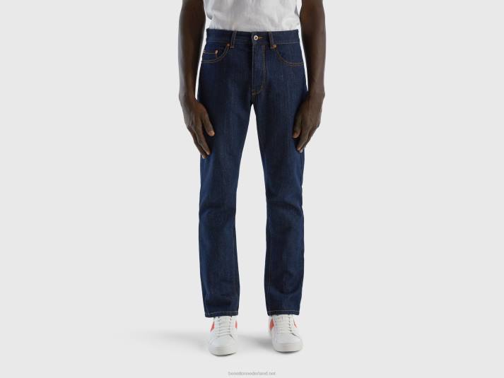 Heren Benetton jeans met rechte pijpen van 100% katoen donkerblauw 4R624681