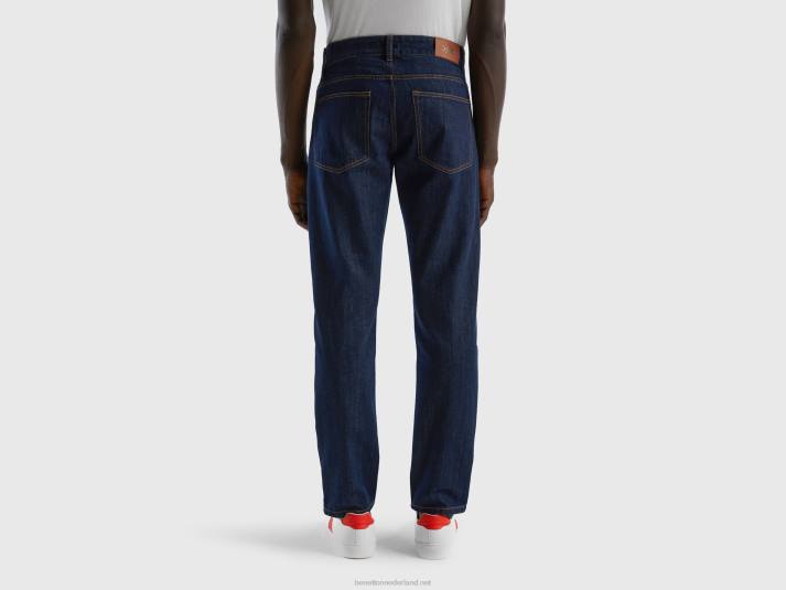 Heren Benetton jeans met rechte pijpen van 100% katoen donkerblauw 4R624681
