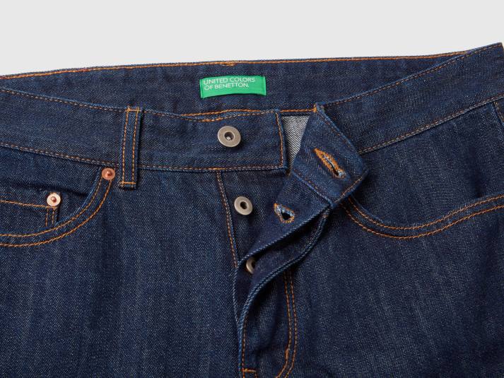 Heren Benetton jeans met rechte pijpen van 100% katoen donkerblauw 4R624681