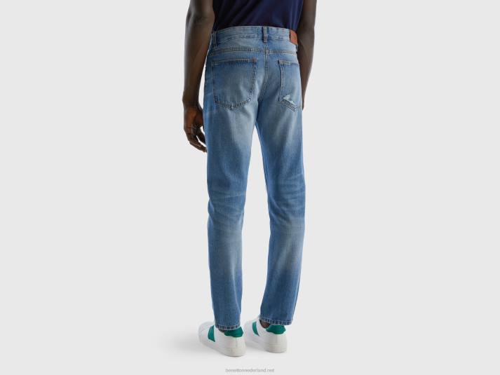 Heren Benetton jeans van 100% katoen met scheuren hemelsblauw 4R624665
