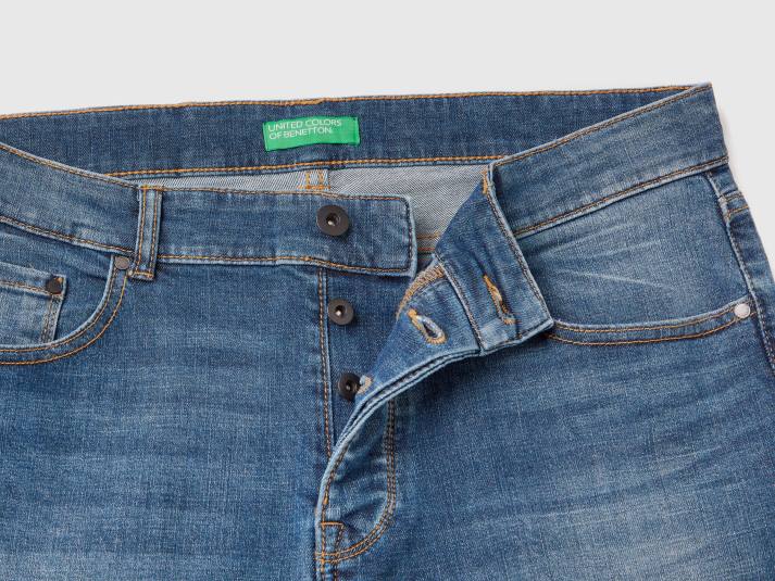 Heren Benetton skinny fit spijkerbroek blauw 4R621491