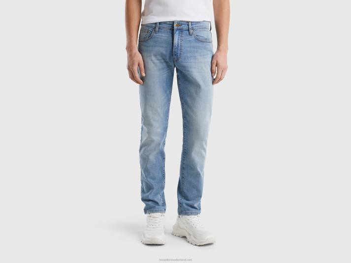 Heren Benetton slim fit jeans met scheuren hemelsblauw 4R624666