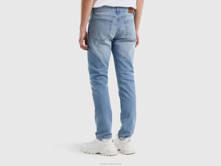 Heren Benetton slim fit jeans met scheuren hemelsblauw 4R624666