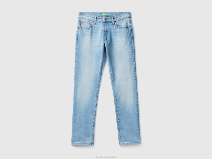 Heren Benetton slim fit jeans met scheuren hemelsblauw 4R624666