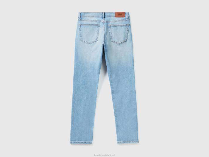 Heren Benetton slim fit jeans met scheuren hemelsblauw 4R624666