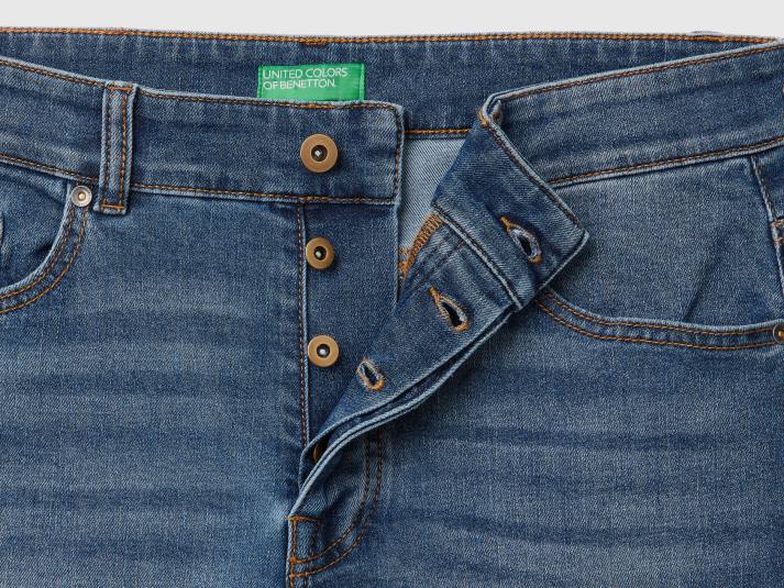 Heren Benetton slimfit jeans met vijf zakken blauw 4R624670