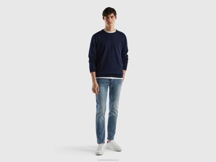 Heren Benetton slimfit jeans met vijf zakken blauw 4R624673