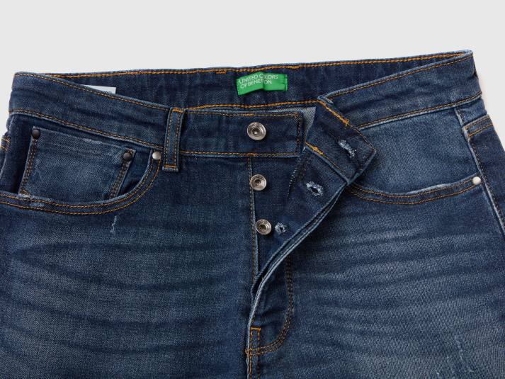 Heren Benetton slimfit jeans met vijf zakken blauw 4R624675