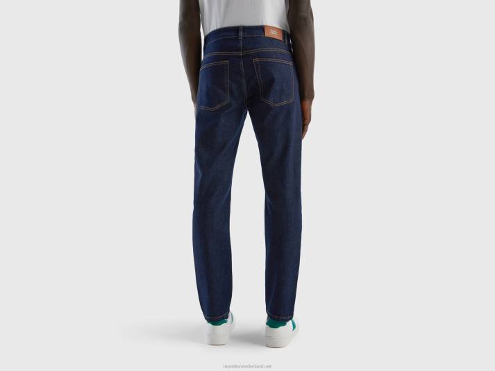 Heren Benetton slimfit jeans met vijf zakken donkerblauw 4R621488