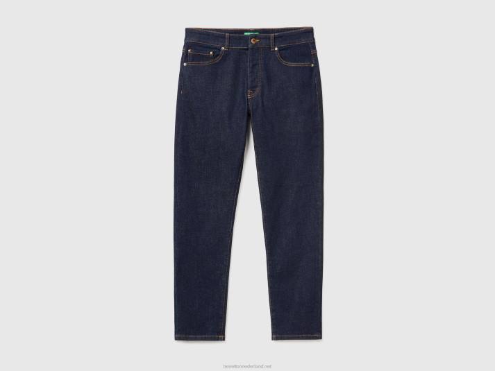 Heren Benetton slimfit jeans met vijf zakken donkerblauw 4R624683