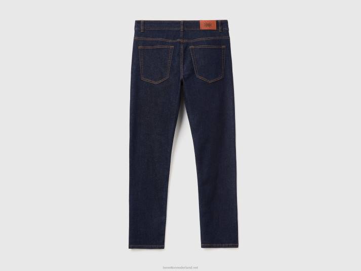 Heren Benetton slimfit jeans met vijf zakken donkerblauw 4R624683