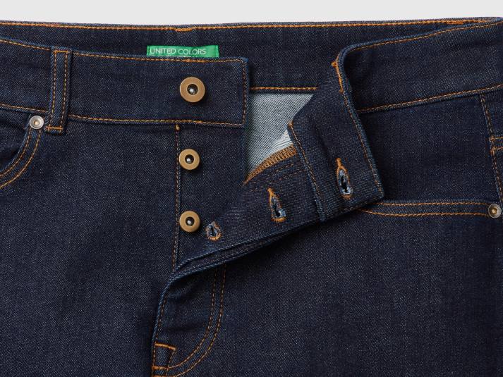 Heren Benetton slimfit jeans met vijf zakken donkerblauw 4R624683