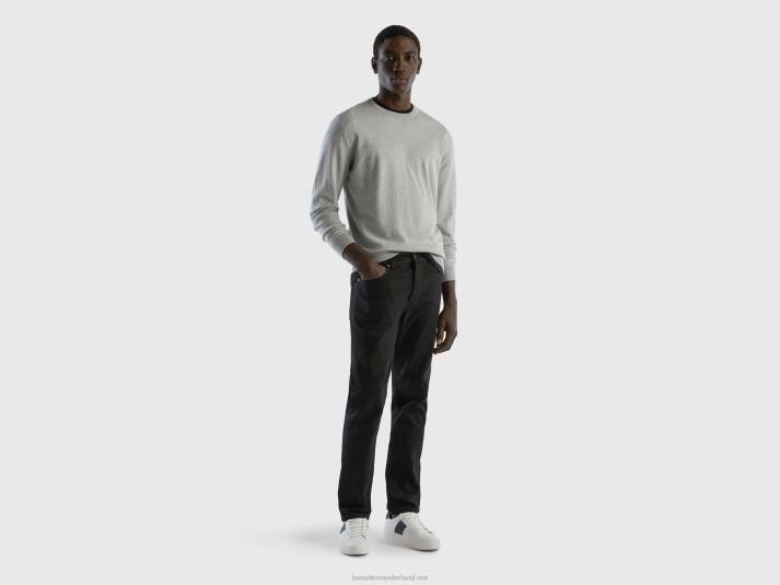 Heren Benetton slimfit jeans met vijf zakken zwart 4R624680