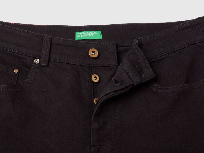 Heren Benetton slimfit jeans met vijf zakken zwart 4R624680