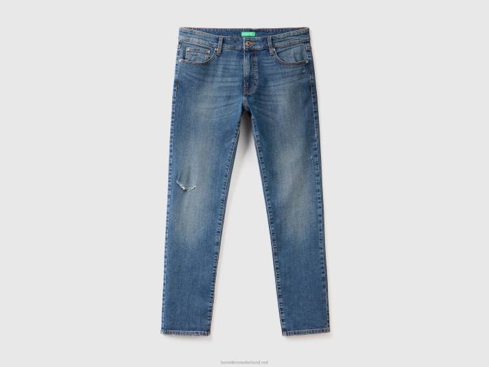 Heren Benetton stretch slim fit jeans donkerblauw 4R624668