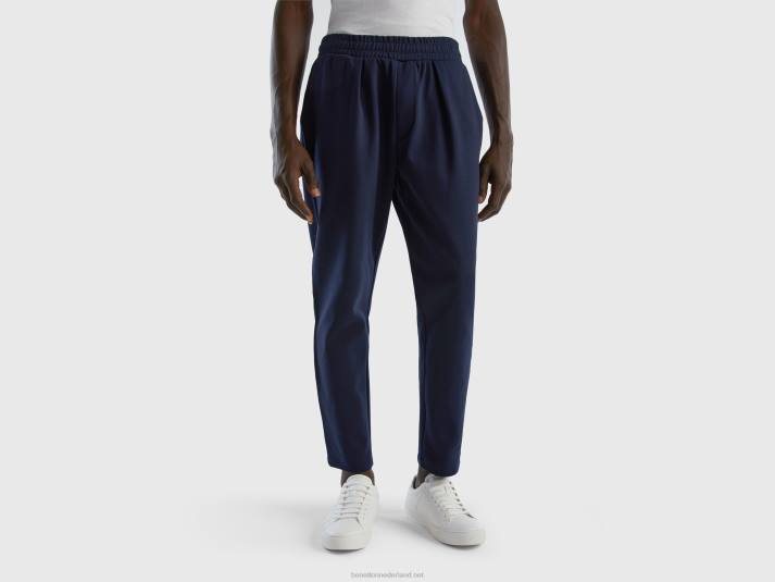 Heren Benetton joggingbroek met trekkoord van katoenmix donkerblauw 4R624633