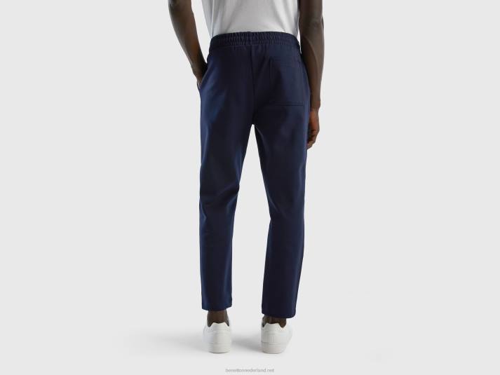 Heren Benetton joggingbroek met trekkoord van katoenmix donkerblauw 4R624633