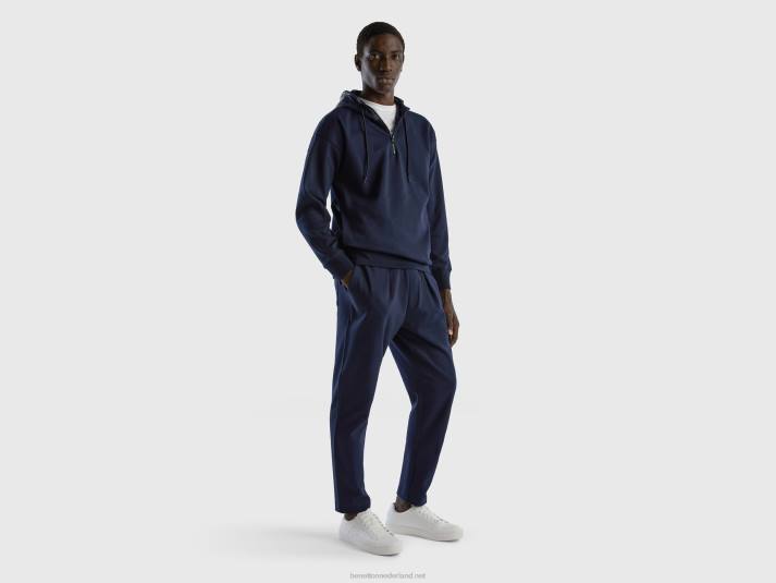 Heren Benetton joggingbroek met trekkoord van katoenmix donkerblauw 4R624633