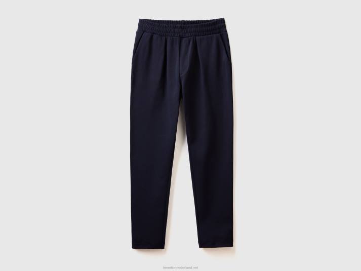 Heren Benetton joggingbroek met trekkoord van katoenmix donkerblauw 4R624633