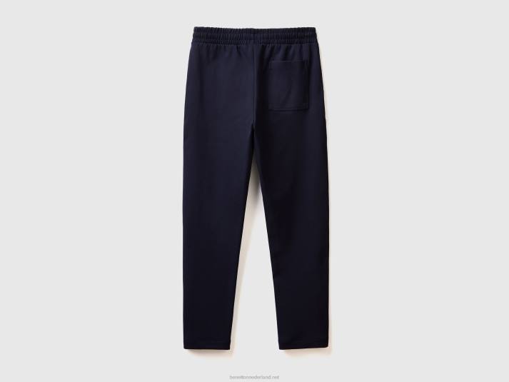 Heren Benetton joggingbroek met trekkoord van katoenmix donkerblauw 4R624633