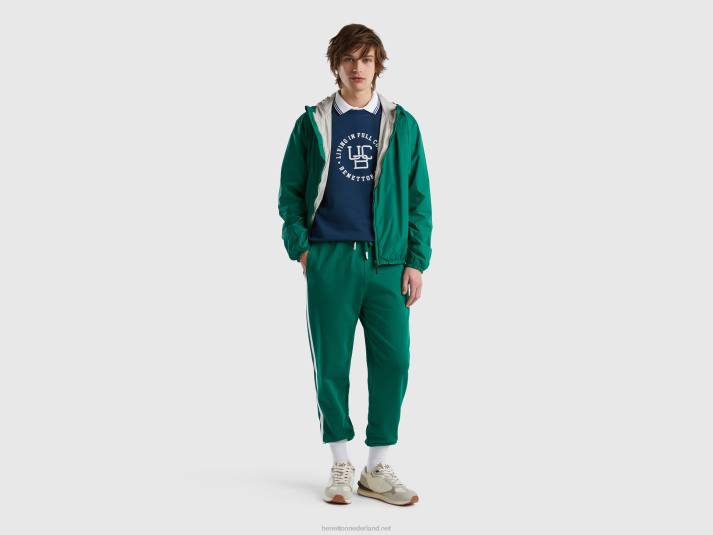 Heren Benetton joggingbroek met zijbanden donkergroen 4R624637