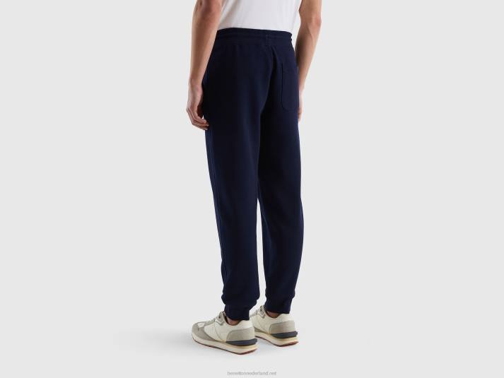 Heren Benetton joggingbroek van 100% katoen donkerblauw 4R621425