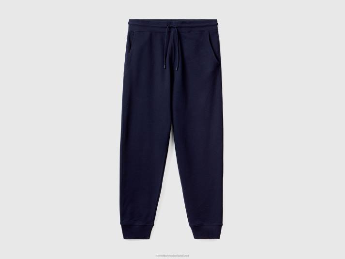 Heren Benetton joggingbroek van 100% katoen donkerblauw 4R621425