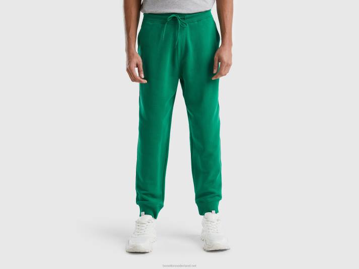Heren Benetton joggingbroek van 100% katoen donkergroen 4R621434