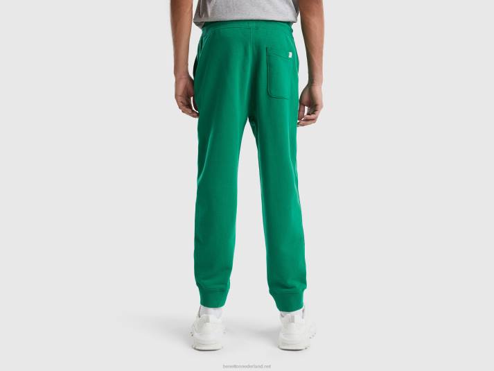 Heren Benetton joggingbroek van 100% katoen donkergroen 4R621434