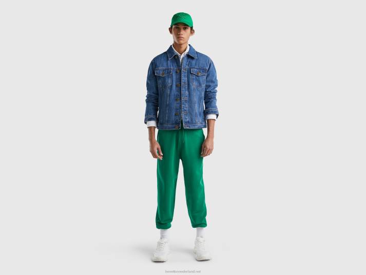 Heren Benetton joggingbroek van 100% katoen donkergroen 4R621434