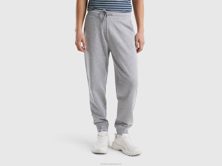 Heren Benetton joggingbroek van 100% katoen lichtgrijs 4R624630