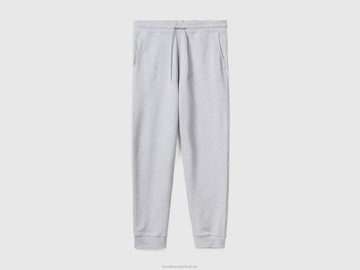 Heren Benetton joggingbroek van 100% katoen lichtgrijs 4R624630