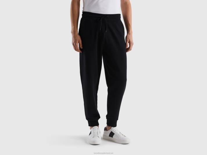 Heren Benetton joggingbroek van 100% katoen zwart 4R624638